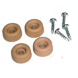kit containing 4 rubber feet and screws for portable table