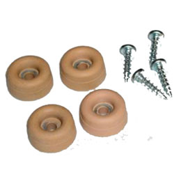 kit containing 4 rubber feet and screws for portable table